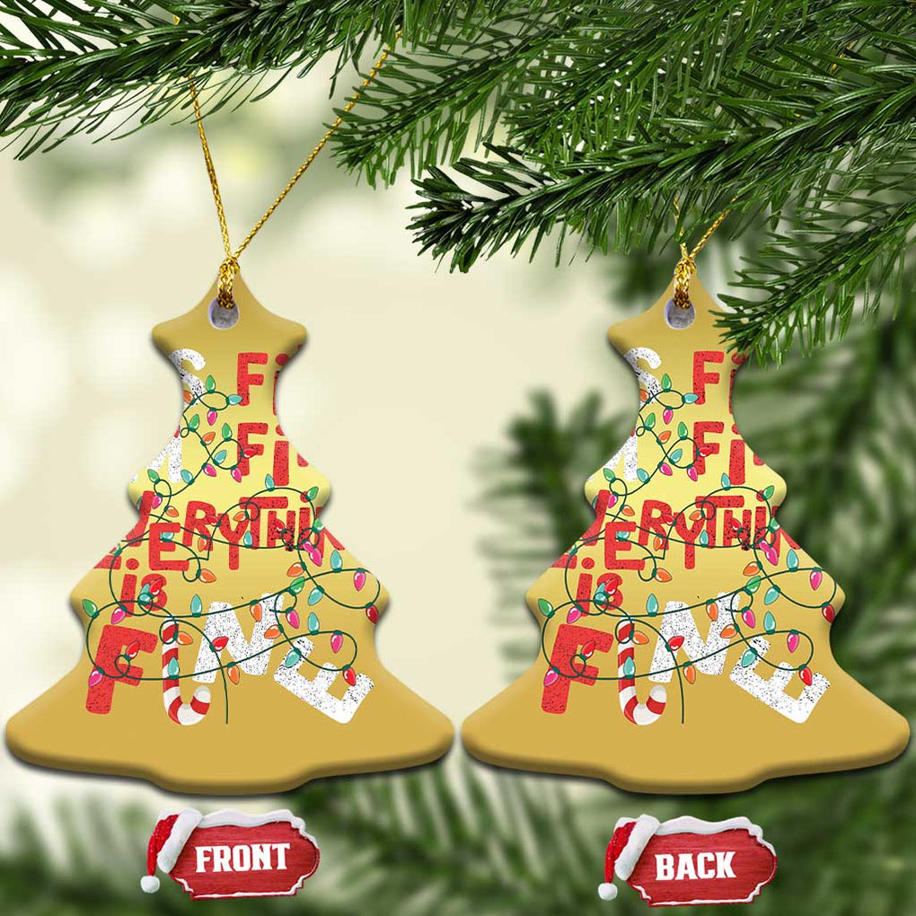 Funny Christmas Christmas Ornament It's Fine I'm Fine Everthing Is Fine Xmas Lights TS02 Christmas Tree Gold Print Your Wear