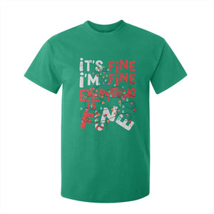 Funny Christmas T Shirt For Kid It's Fine I'm Fine Everthing Is Fine Xmas Lights TS02 Irish Green Print Your Wear