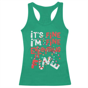 Funny Christmas Racerback Tank Top It's Fine I'm Fine Everthing Is Fine Xmas Lights TS02 Irish Green Print Your Wear