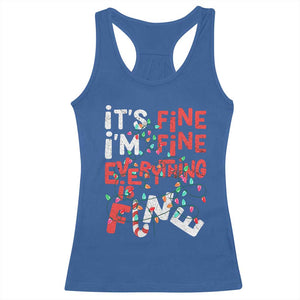 Funny Christmas Racerback Tank Top It's Fine I'm Fine Everthing Is Fine Xmas Lights TS02 Royal Blue Print Your Wear