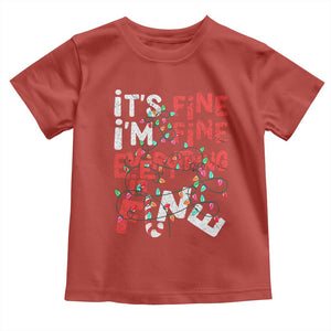Funny Christmas Toddler T Shirt It's Fine I'm Fine Everthing Is Fine Xmas Lights TS02 Red Print Your Wear