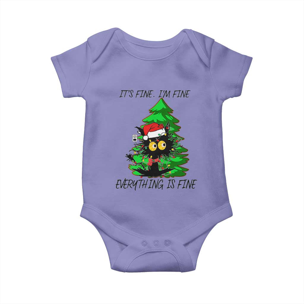 Black Cat Christmas Baby Onesie It's Fine I'm Fine Everthing Is Fine Funny Xmas TS02 Violet Print Your Wear