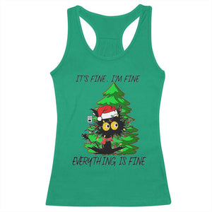Black Cat Christmas Racerback Tank Top It's Fine I'm Fine Everthing Is Fine Funny Xmas TS02 Irish Green Print Your Wear