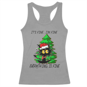 Black Cat Christmas Racerback Tank Top It's Fine I'm Fine Everthing Is Fine Funny Xmas TS02 Sport Gray Print Your Wear