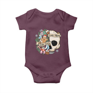 Skull Christmas Baby Onesie Sorta Scary Sorta Merry TS02 Maroon Print Your Wear