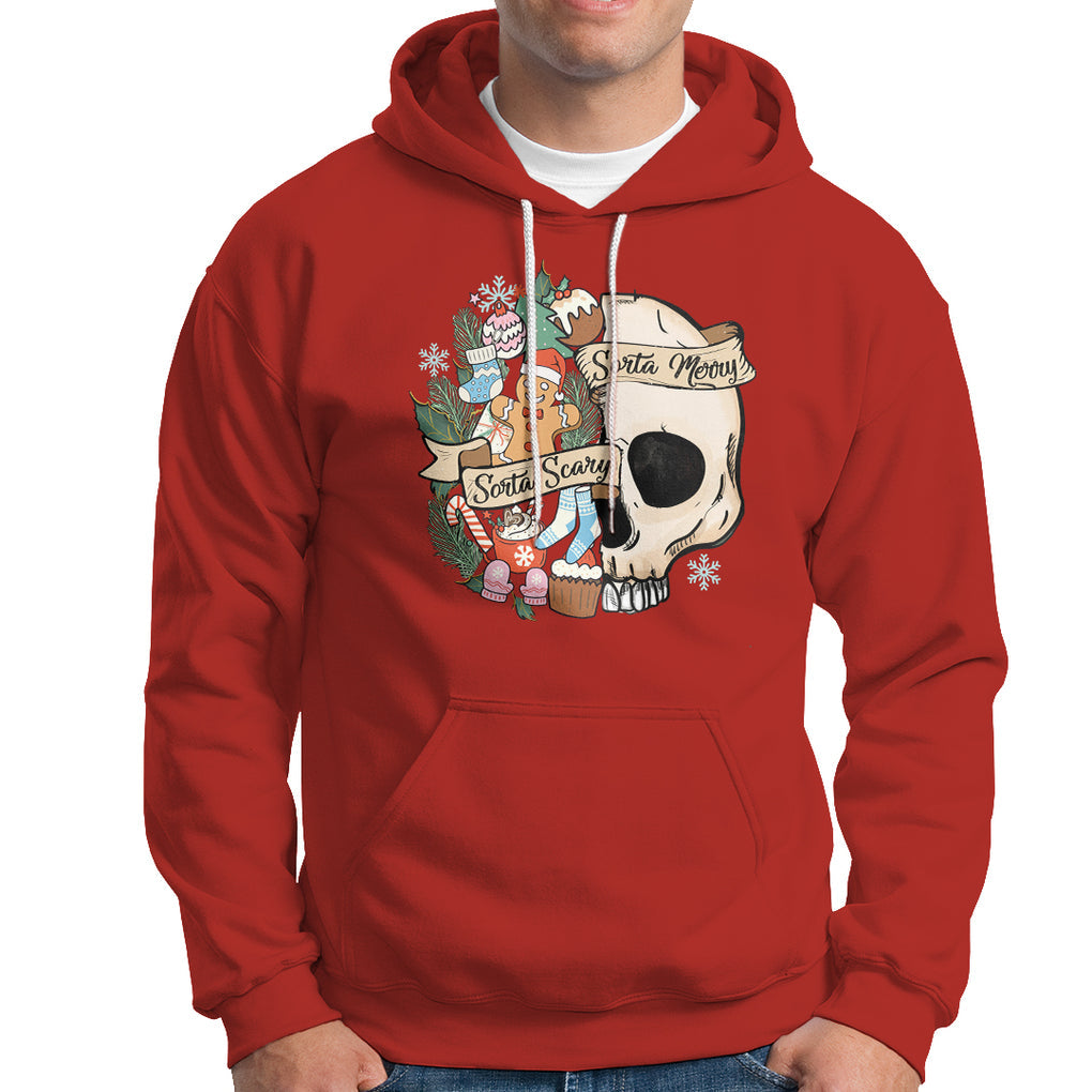 Skull Christmas Hoodie Sorta Scary Sorta Merry TS02 Red Printyourwear