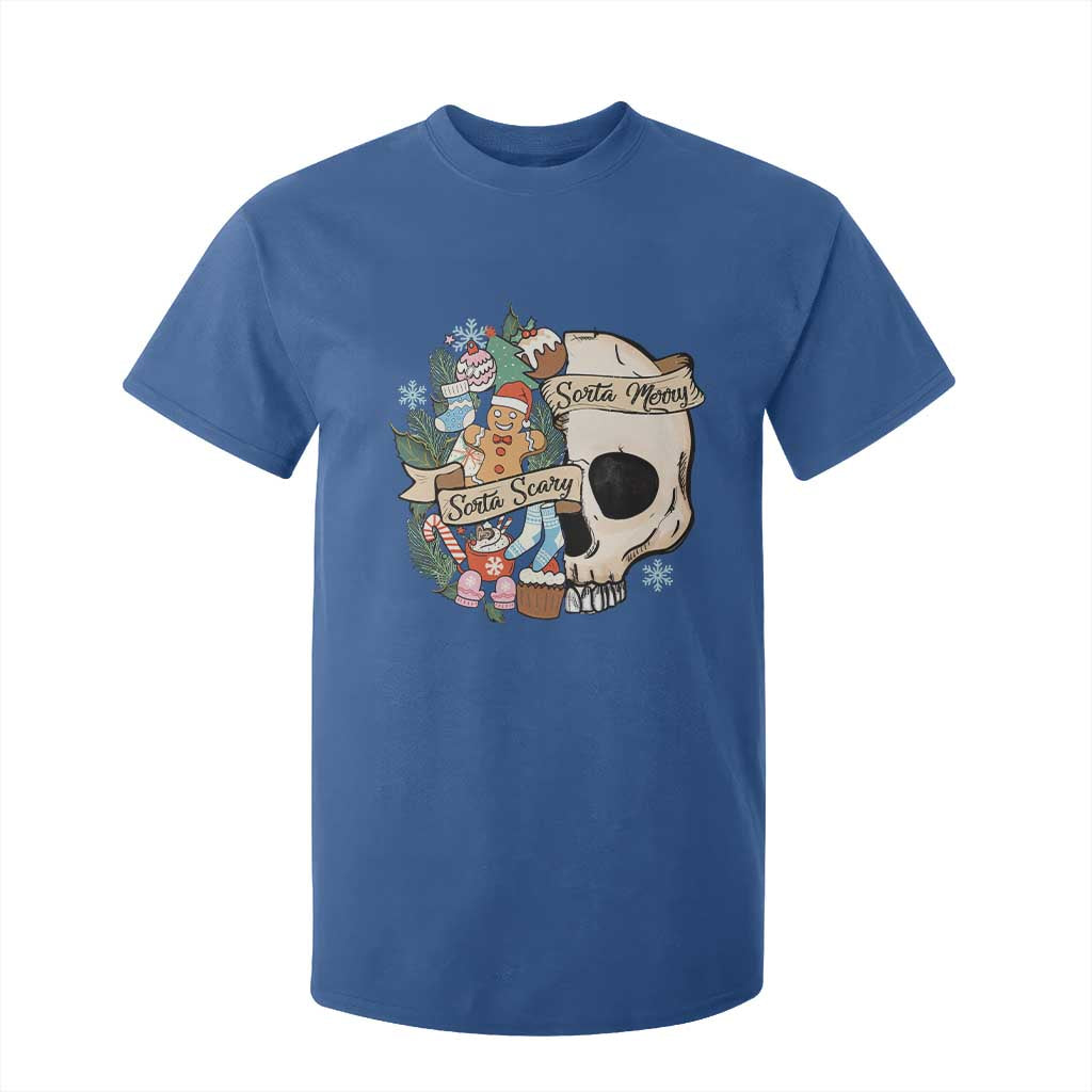 Skull Christmas T Shirt For Kid Sorta Scary Sorta Merry TS02 Royal Blue Print Your Wear