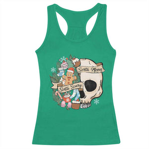 Skull Christmas Racerback Tank Top Sorta Scary Sorta Merry TS02 Irish Green Print Your Wear