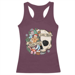 Skull Christmas Racerback Tank Top Sorta Scary Sorta Merry TS02 Maroon Print Your Wear