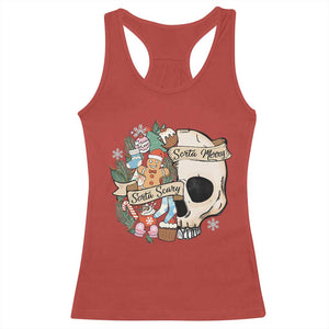 Skull Christmas Racerback Tank Top Sorta Scary Sorta Merry TS02 Red Print Your Wear