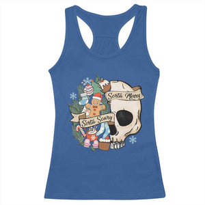 Skull Christmas Racerback Tank Top Sorta Scary Sorta Merry TS02 Royal Blue Print Your Wear