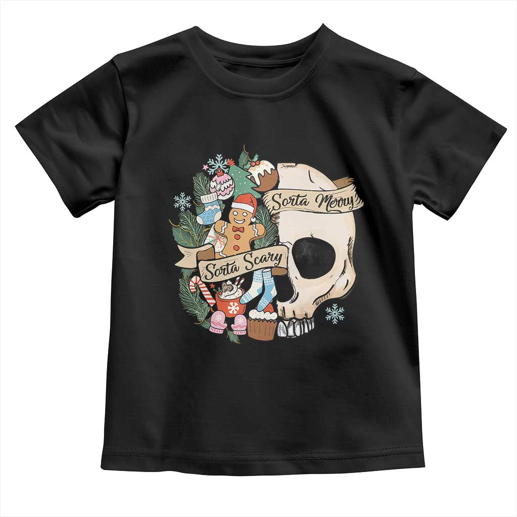 Skull Christmas Toddler T Shirt Sorta Scary Sorta Merry TS02 Black Print Your Wear