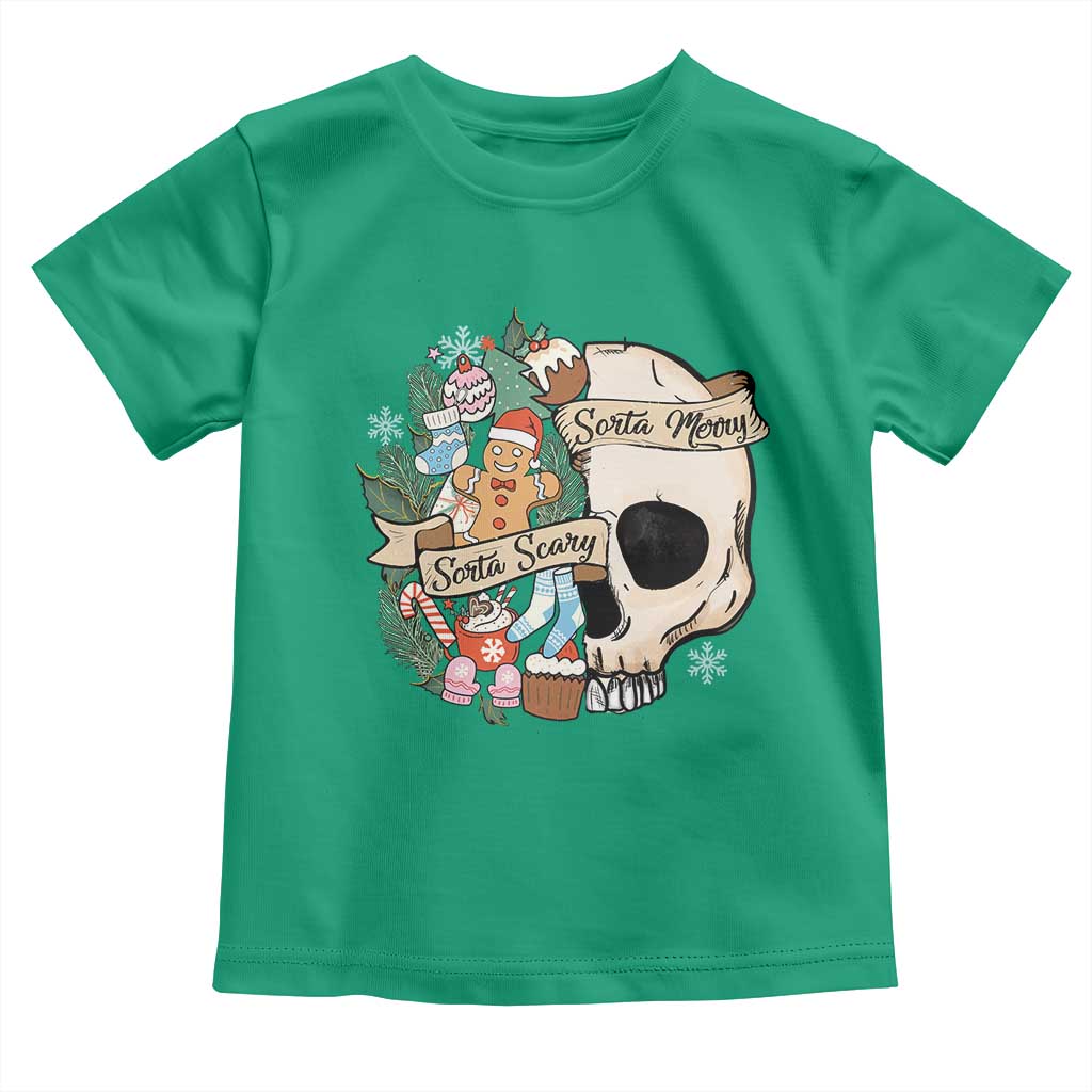 Skull Christmas Toddler T Shirt Sorta Scary Sorta Merry TS02 Irish Green Print Your Wear