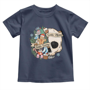 Skull Christmas Toddler T Shirt Sorta Scary Sorta Merry TS02 Navy Print Your Wear