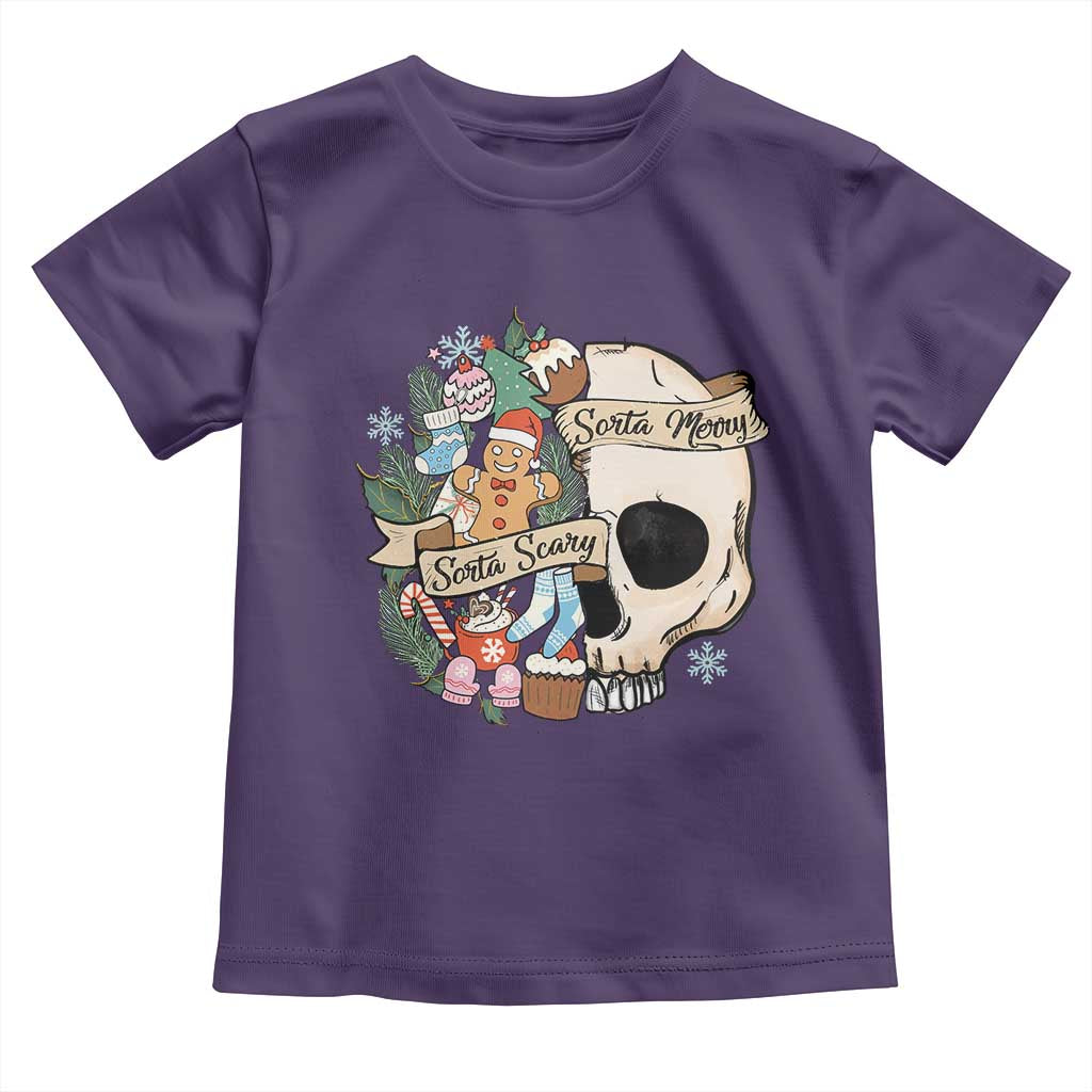 Skull Christmas Toddler T Shirt Sorta Scary Sorta Merry TS02 Purple Print Your Wear