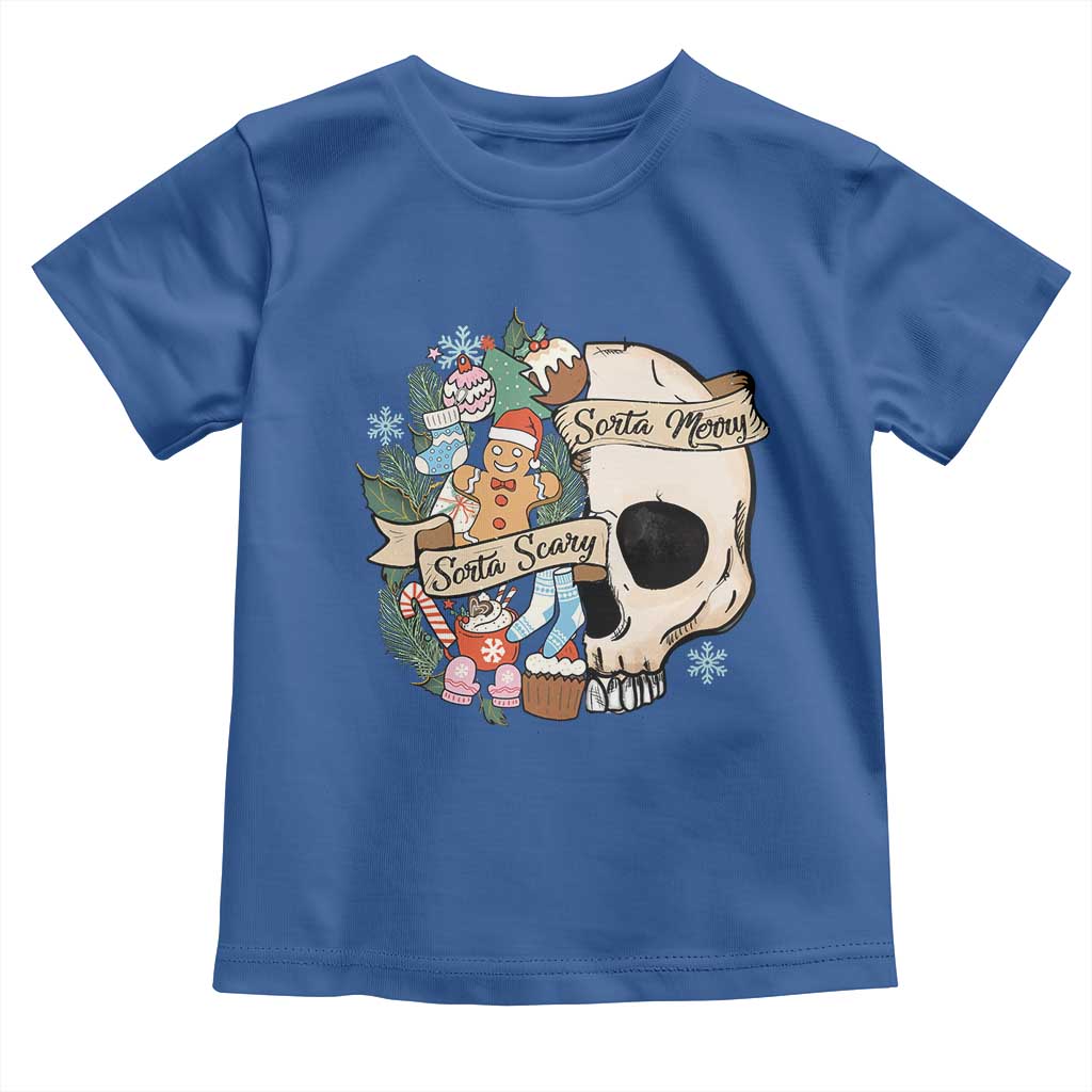 Skull Christmas Toddler T Shirt Sorta Scary Sorta Merry TS02 Royal Blue Print Your Wear