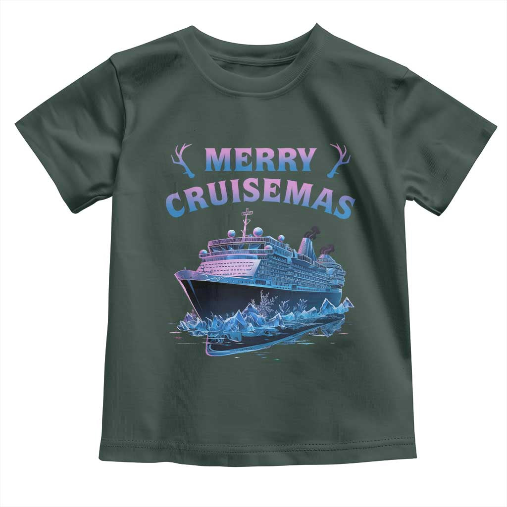 Christmas Cruise Toddler T Shirt Merry Cruisemas Xmas Family Trip Reunion TS02 Dark Forest Green Print Your Wear