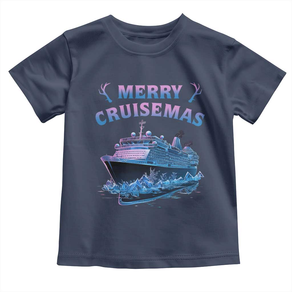 Christmas Cruise Toddler T Shirt Merry Cruisemas Xmas Family Trip Reunion TS02 Navy Print Your Wear