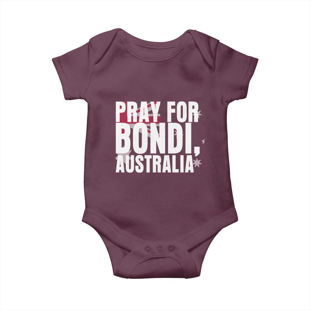 Pray for Bondi Australia Baby Onesie Memorial Unity and Support Tribute TS02 Maroon Print Your Wear