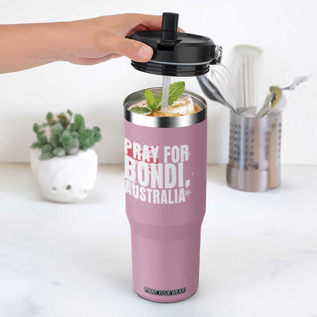 Pray for Bondi Australia Flip Straw Tumbler Memorial Unity and Support Tribute TS02 One Size: 30 oz Light Pink Print Your Wear