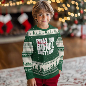 Pray for Bondi Australia Ugly Christmas Sweater Memorial Unity and Support Tribute TS02 Forest Green Beige Print Your Wear