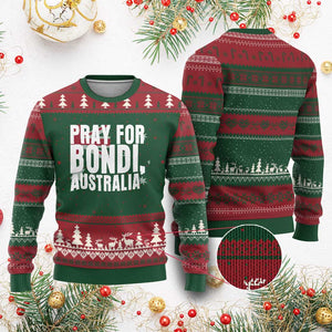 Pray for Bondi Australia Ugly Christmas Sweater Memorial Unity and Support Tribute TS02 Red Green Print Your Wear