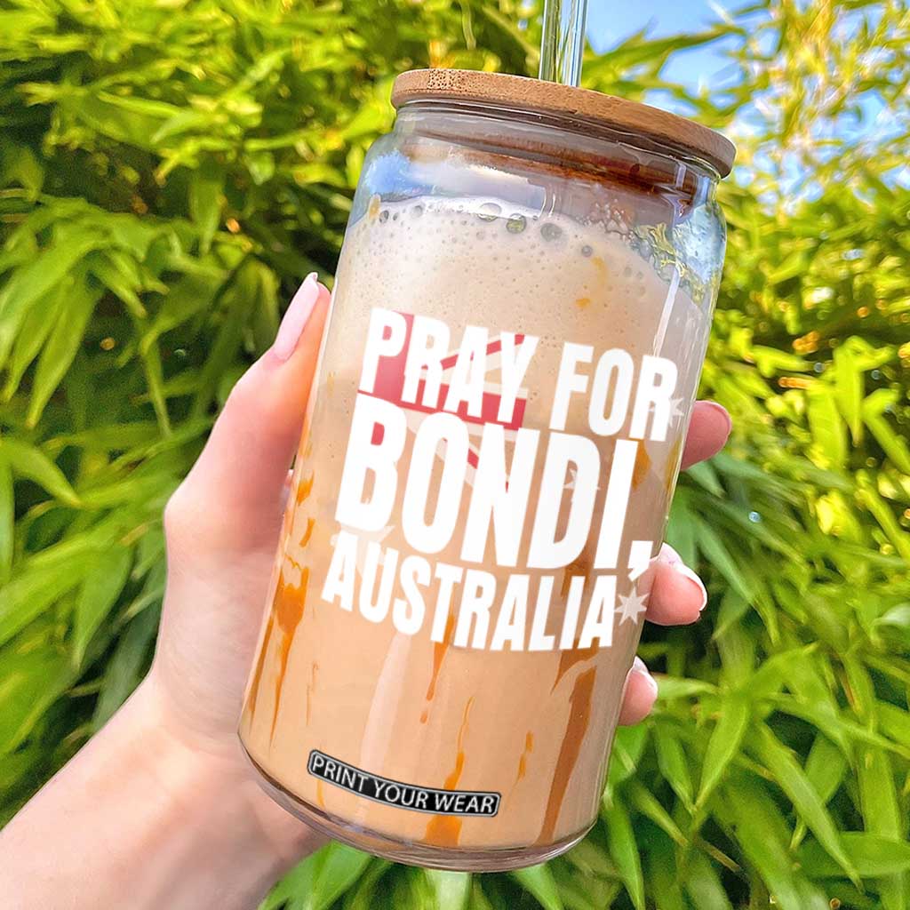 Pray for Bondi Australia Glass Can Memorial Unity and Support Tribute TS02 Black Print Your Wear