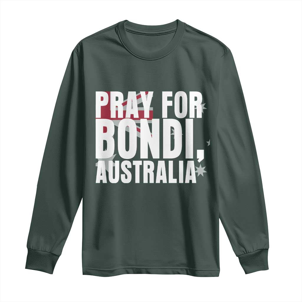 Pray for Bondi Australia Long Sleeve Shirt Memorial Unity and Support Tribute TS02 Dark Forest Green Print Your Wear
