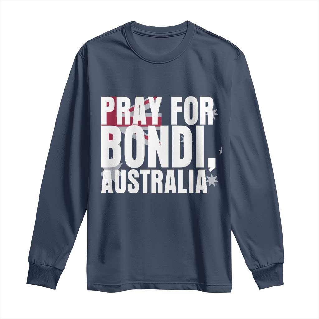 Pray for Bondi Australia Long Sleeve Shirt Memorial Unity and Support Tribute TS02 Navy Print Your Wear