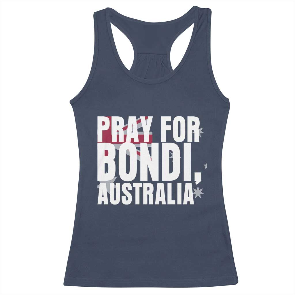 Pray for Bondi Australia Racerback Tank Top Memorial Unity and Support Tribute TS02 Navy Print Your Wear