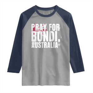 Pray for Bondi Australia Raglan Shirt Memorial Unity and Support Tribute TS02 Sport Gray Navy Print Your Wear