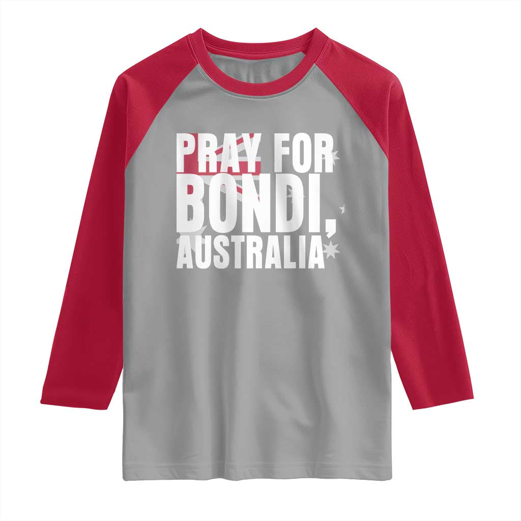 Pray for Bondi Australia Raglan Shirt Memorial Unity and Support Tribute TS02 Sport Gray Red Print Your Wear