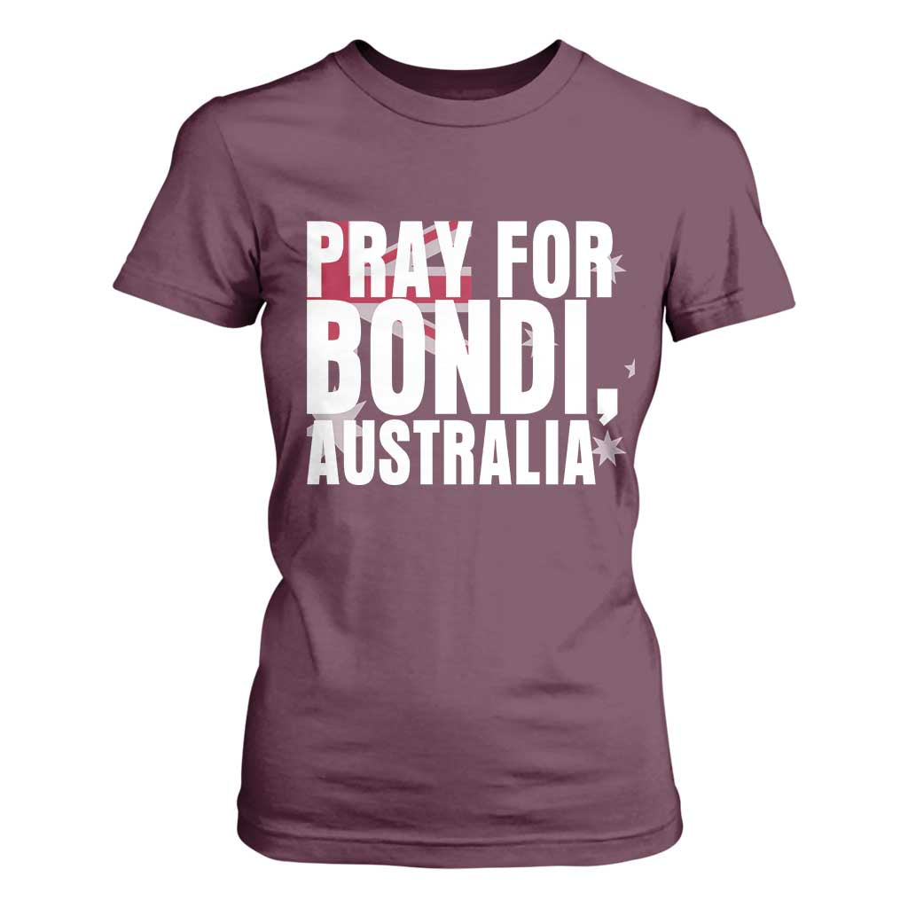 Pray for Bondi Australia T Shirt For Women Memorial Unity and Support Tribute TS02 Maroon Print Your Wear