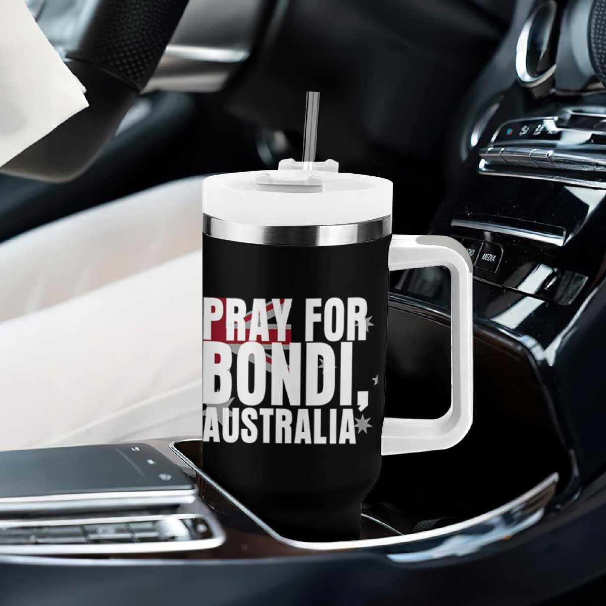 Pray for Bondi Australia Tumbler With Handle Memorial Unity and Support Tribute TS02 Print Your Wear