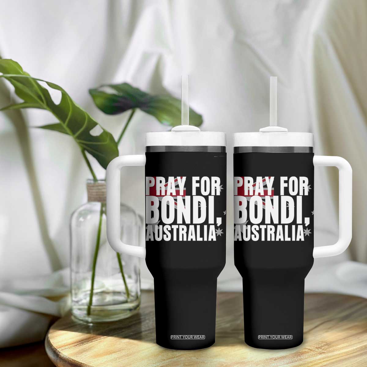 Pray for Bondi Australia Tumbler With Handle Memorial Unity and Support Tribute TS02 Print Your Wear