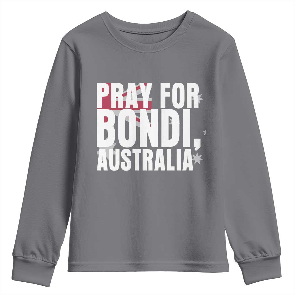 Pray for Bondi Australia Youth Sweatshirt Memorial Unity and Support Tribute TS02 Charcoal Print Your Wear