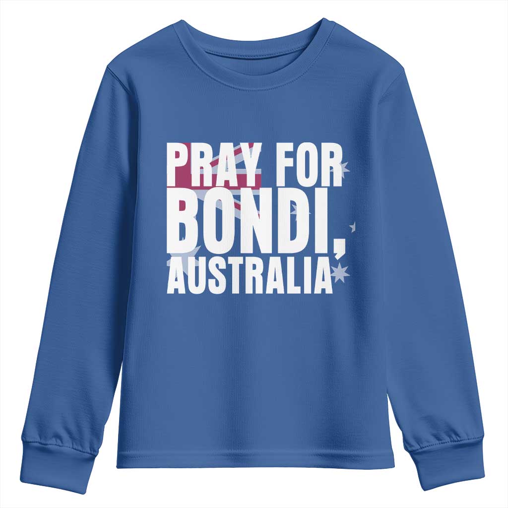 Pray for Bondi Australia Youth Sweatshirt Memorial Unity and Support Tribute TS02 Royal Blue Print Your Wear