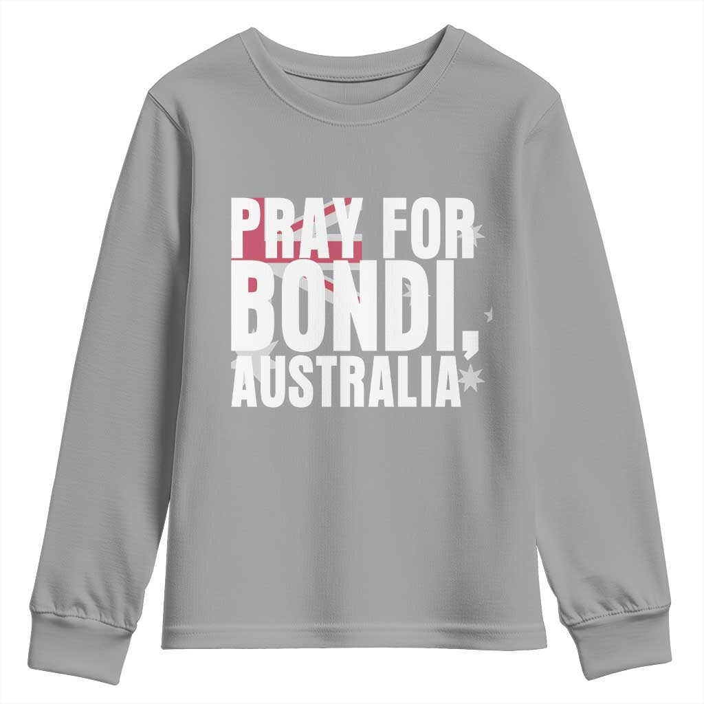 Pray for Bondi Australia Youth Sweatshirt Memorial Unity and Support Tribute TS02 Sport Gray Print Your Wear