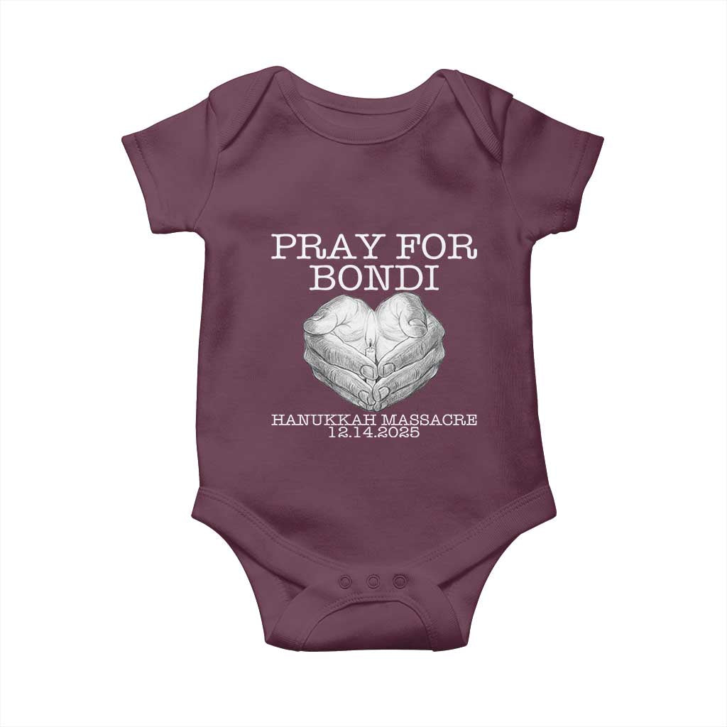 Pray for Bondi Australia Baby Onesie Hanukkah Memorial December 14 Tribute Support TS02 Maroon Print Your Wear