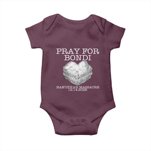 Pray for Bondi Australia Baby Onesie Hanukkah Memorial December 14 Tribute Support TS02 Maroon Print Your Wear