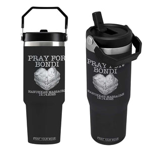 Pray for Bondi Australia Flip Straw Tumbler Hanukkah Memorial December 14 Tribute Support TS02 One Size: 30 oz Black Print Your Wear