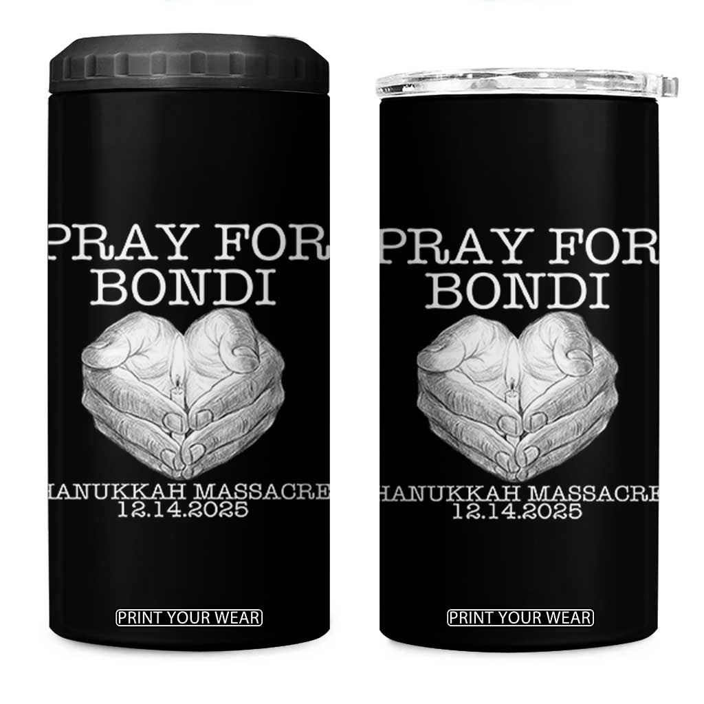 Pray for Bondi Australia 4 in 1 Can Cooler Tumbler Hanukkah Memorial December 14 Tribute Support TS02 One Size: 16 oz Black Print Your Wear