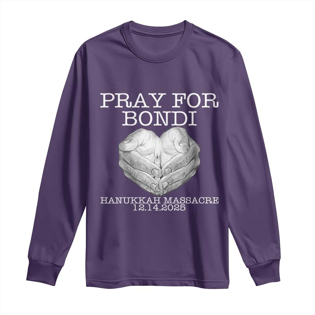 Pray for Bondi Australia Long Sleeve Shirt Hanukkah Memorial December 14 Tribute Support TS02 Purple Print Your Wear