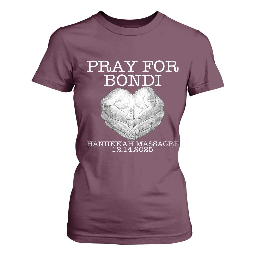 Pray for Bondi Australia T Shirt For Women Hanukkah Memorial December 14 Tribute Support TS02 Maroon Print Your Wear