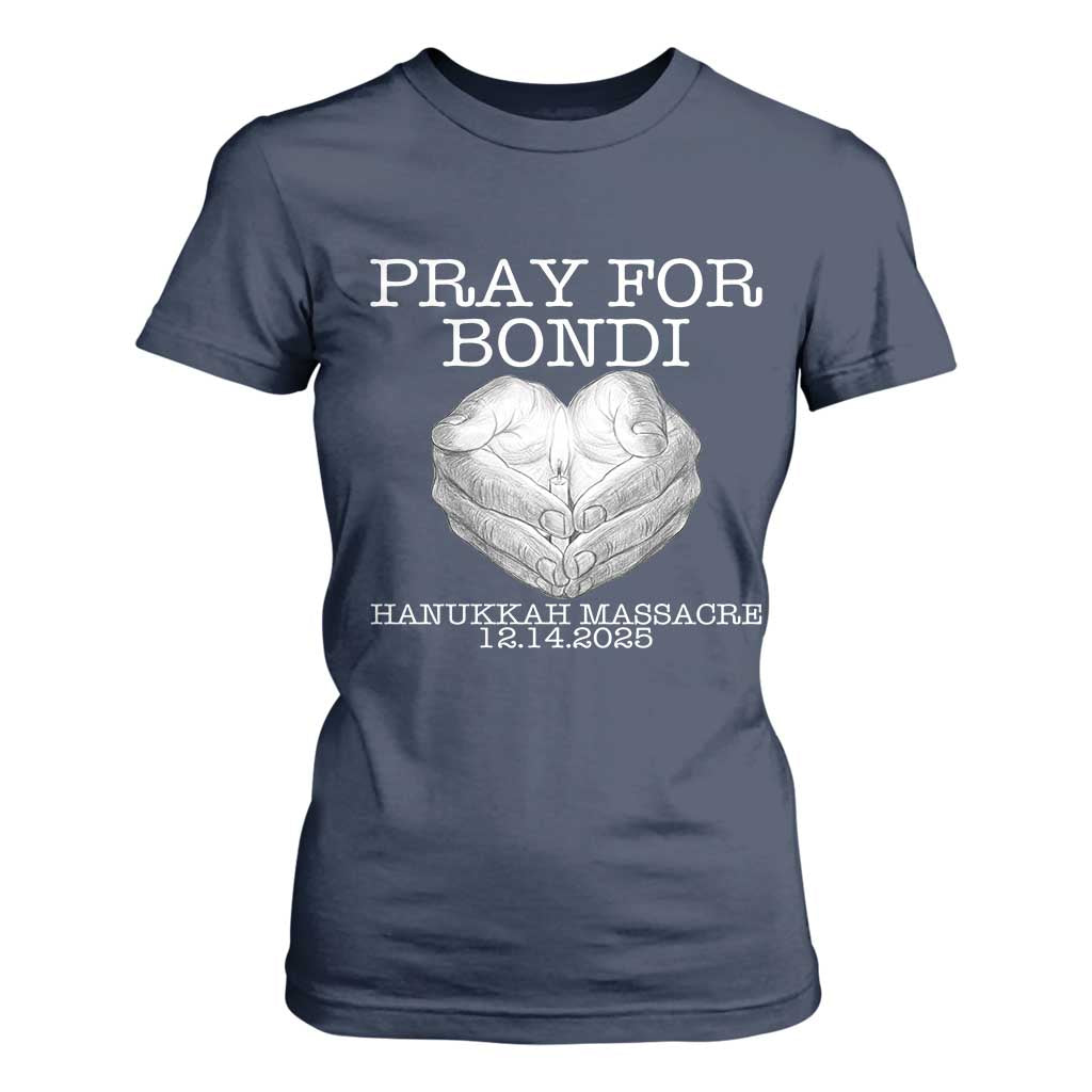 Pray for Bondi Australia T Shirt For Women Hanukkah Memorial December 14 Tribute Support TS02 Navy Print Your Wear