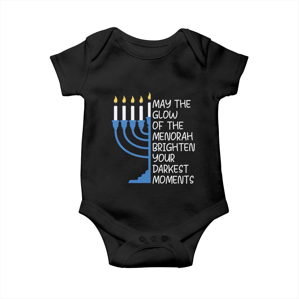 Jewish Faith and Pray Baby Onesie May The Glow Of The Menorah Brighten Your Darkest Moments TS02 Black Print Your Wear