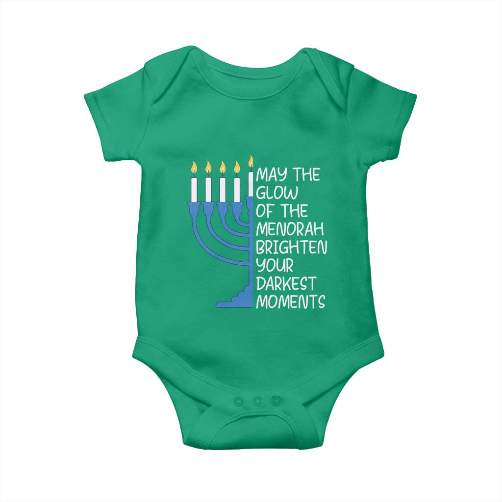 Jewish Faith and Pray Baby Onesie May The Glow Of The Menorah Brighten Your Darkest Moments TS02 Irish Green Print Your Wear