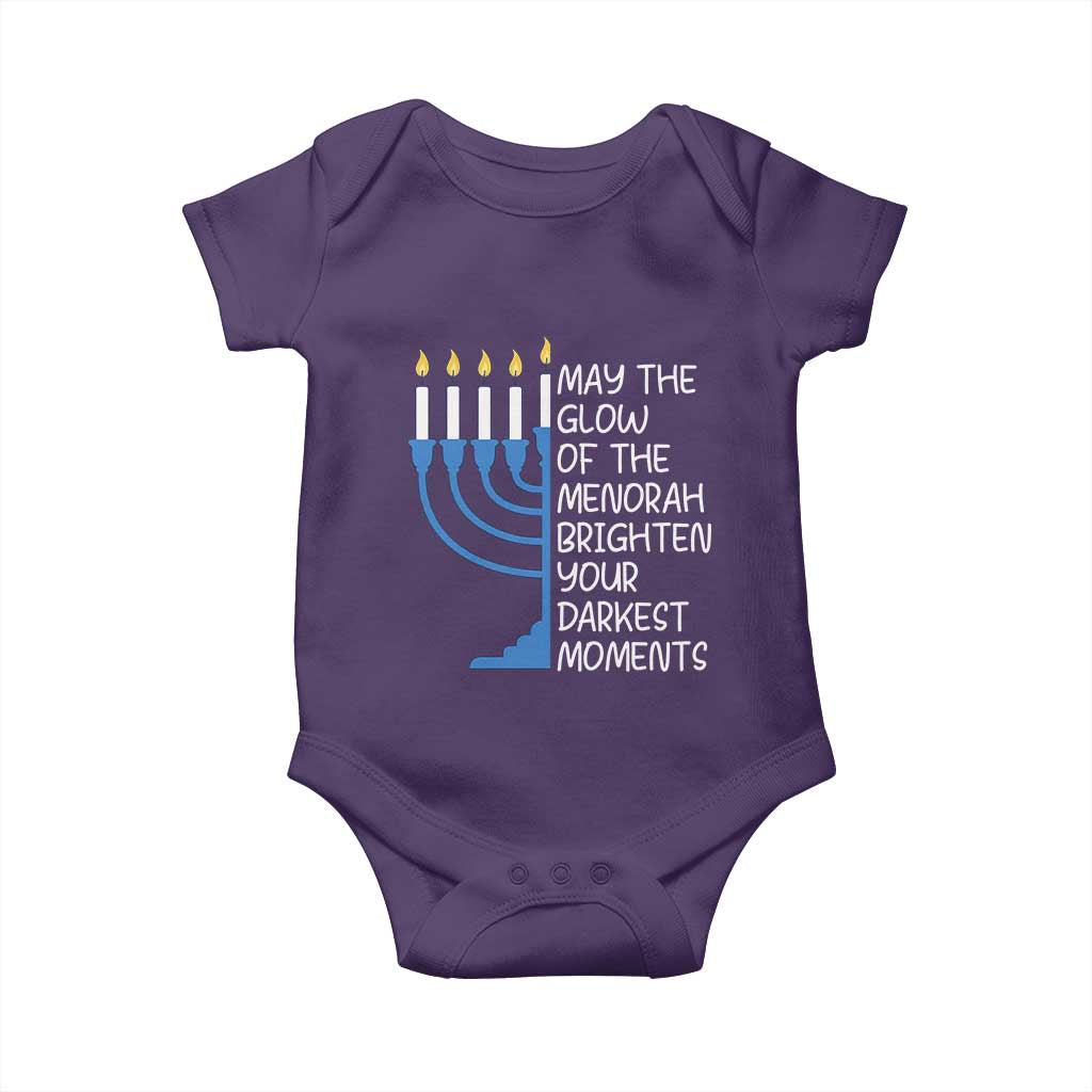 Jewish Faith and Pray Baby Onesie May The Glow Of The Menorah Brighten Your Darkest Moments TS02 Purple Print Your Wear