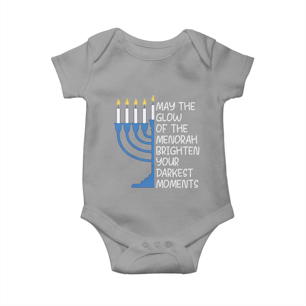 Jewish Faith and Pray Baby Onesie May The Glow Of The Menorah Brighten Your Darkest Moments TS02 Sport Gray Print Your Wear