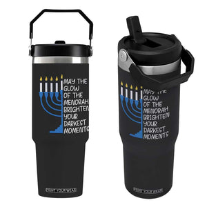 Jewish Faith and Pray Flip Straw Tumbler May The Glow Of The Menorah Brighten Your Darkest Moments TS02 One Size: 30 oz Black Print Your Wear